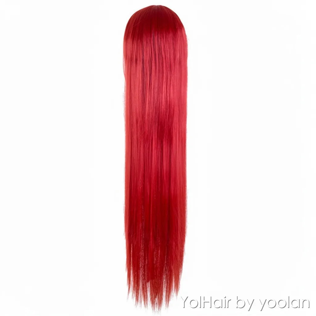 100cm Colorful Long Cosplay Wig, Straight Side Bangs, Full Head Synthetic Hair for Women - white