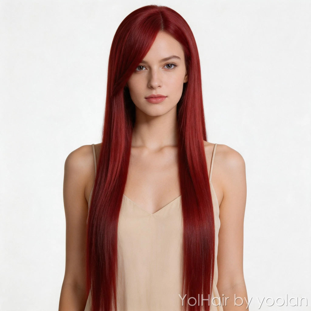 100cm Colorful Long Cosplay Wig, Straight Side Bangs, Full Head Synthetic Hair for Women - back before