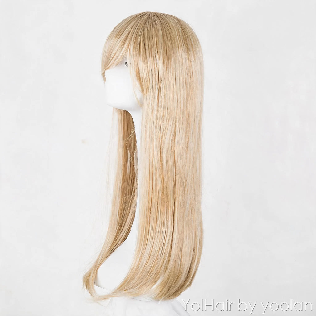 Long Straight Wig with Bangs Heat Resistant Fiber Natural Look for Women Cosplay Party - side before