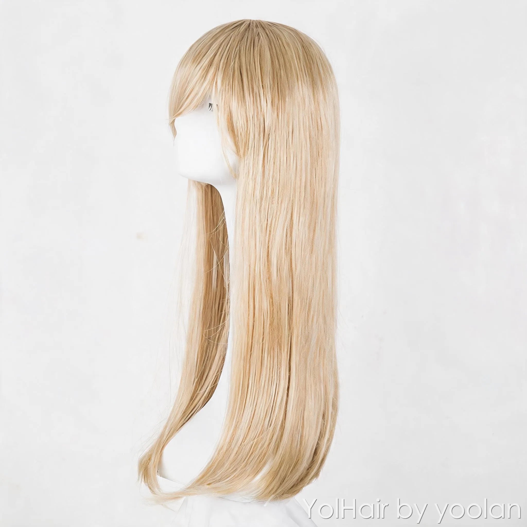 Long Straight Wig with Bangs Heat Resistant Fiber Natural Look for Women Cosplay Party - side before