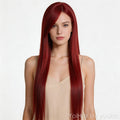 100cm Colorful Long Cosplay Wig, Straight Side Bangs, Full Head Synthetic Hair for Women - front after