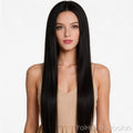 100cm Long Straight Center Part Cosplay Wig Heat Resistant Synthetic Hair 6 Colors - front after