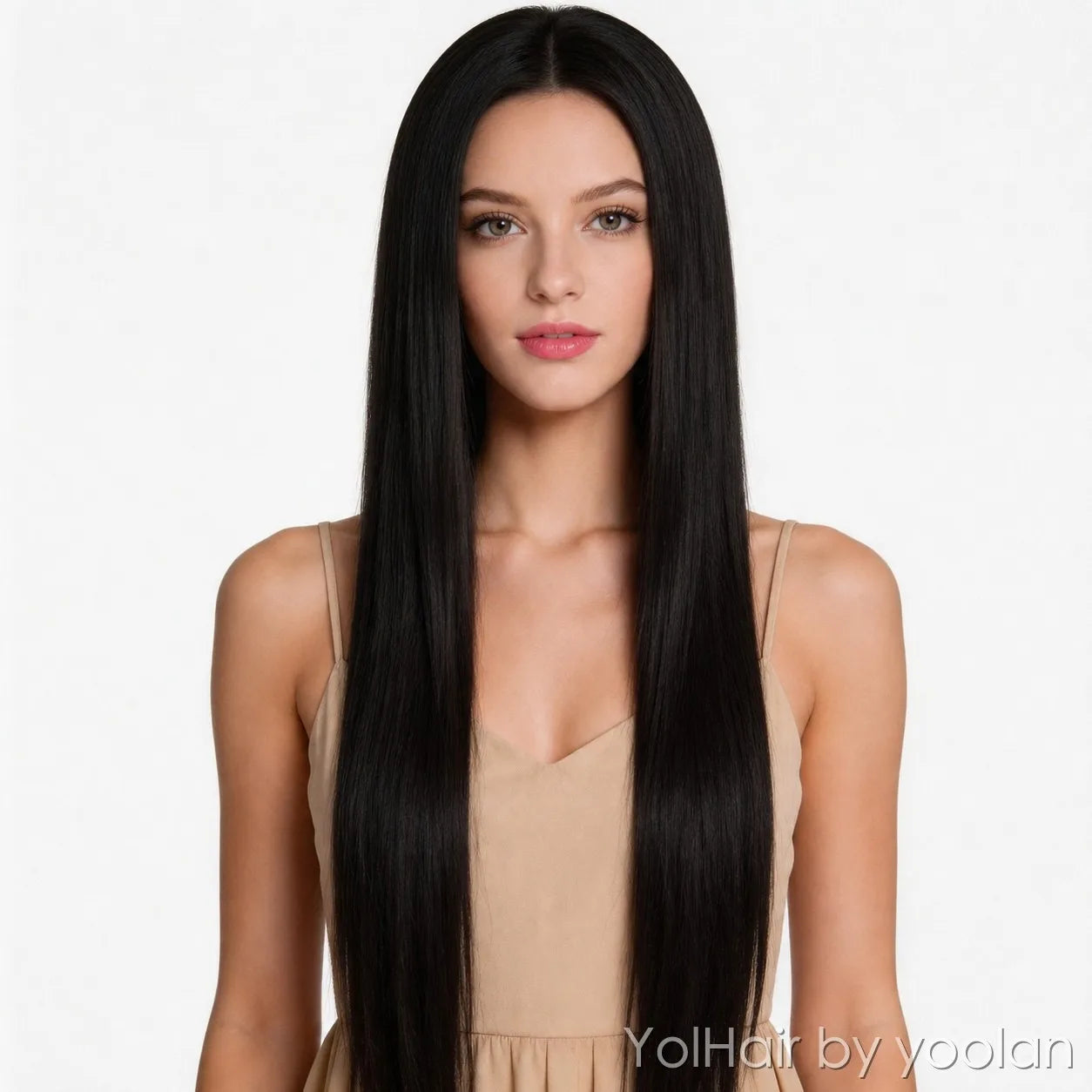 100cm Long Straight Center Part Cosplay Wig Heat Resistant Synthetic Hair 6 Colors - front after
