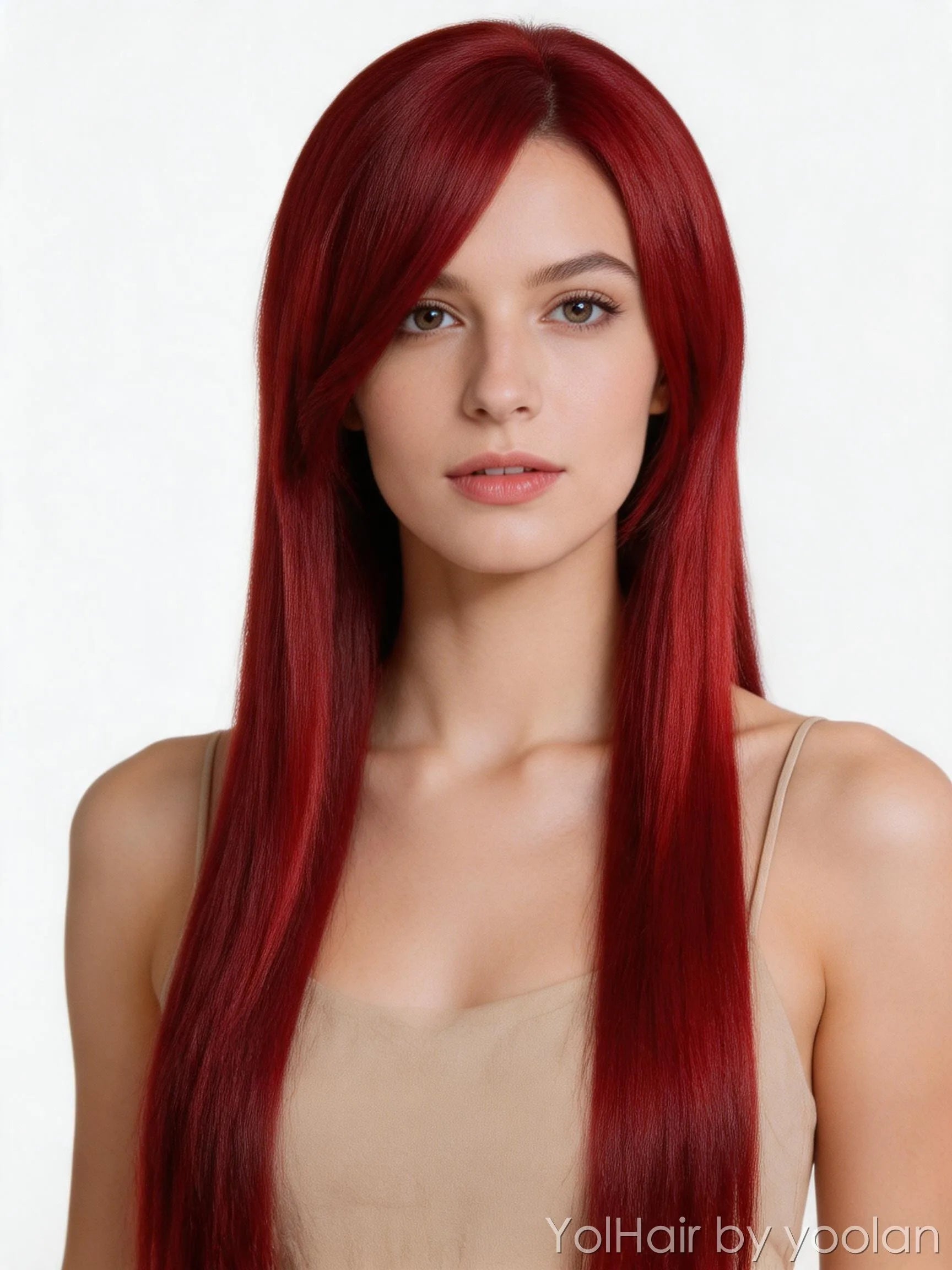 100cm Colorful Long Cosplay Wig, Straight Side Bangs, Full Head Synthetic Hair for Women - front before