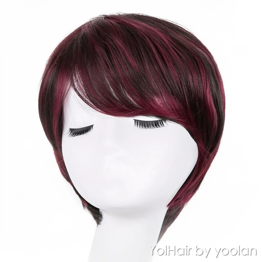 Colorful Long Straight Cosplay Wig Heat Resistant Synthetic Hair for Women - front before