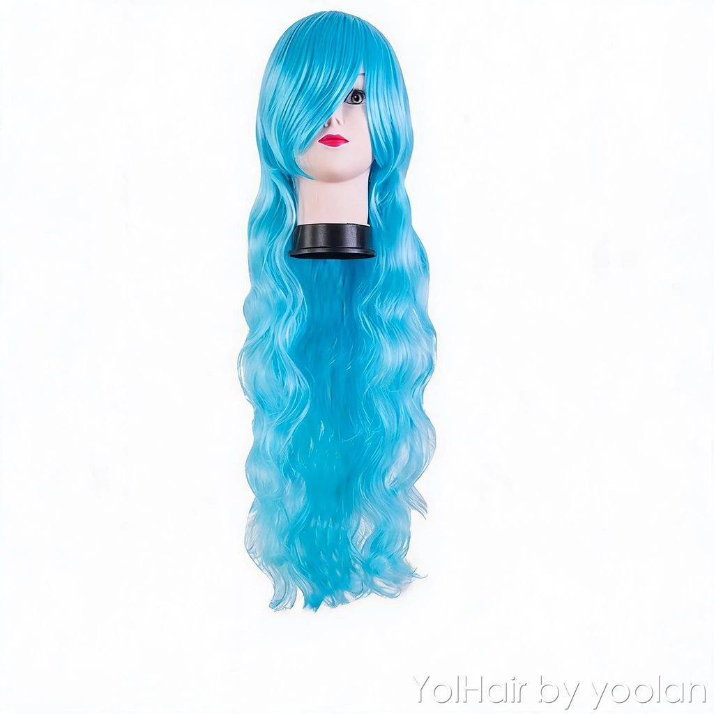 Colorful Long Curly Cosplay Wig High Temperature Fiber for Women - front before