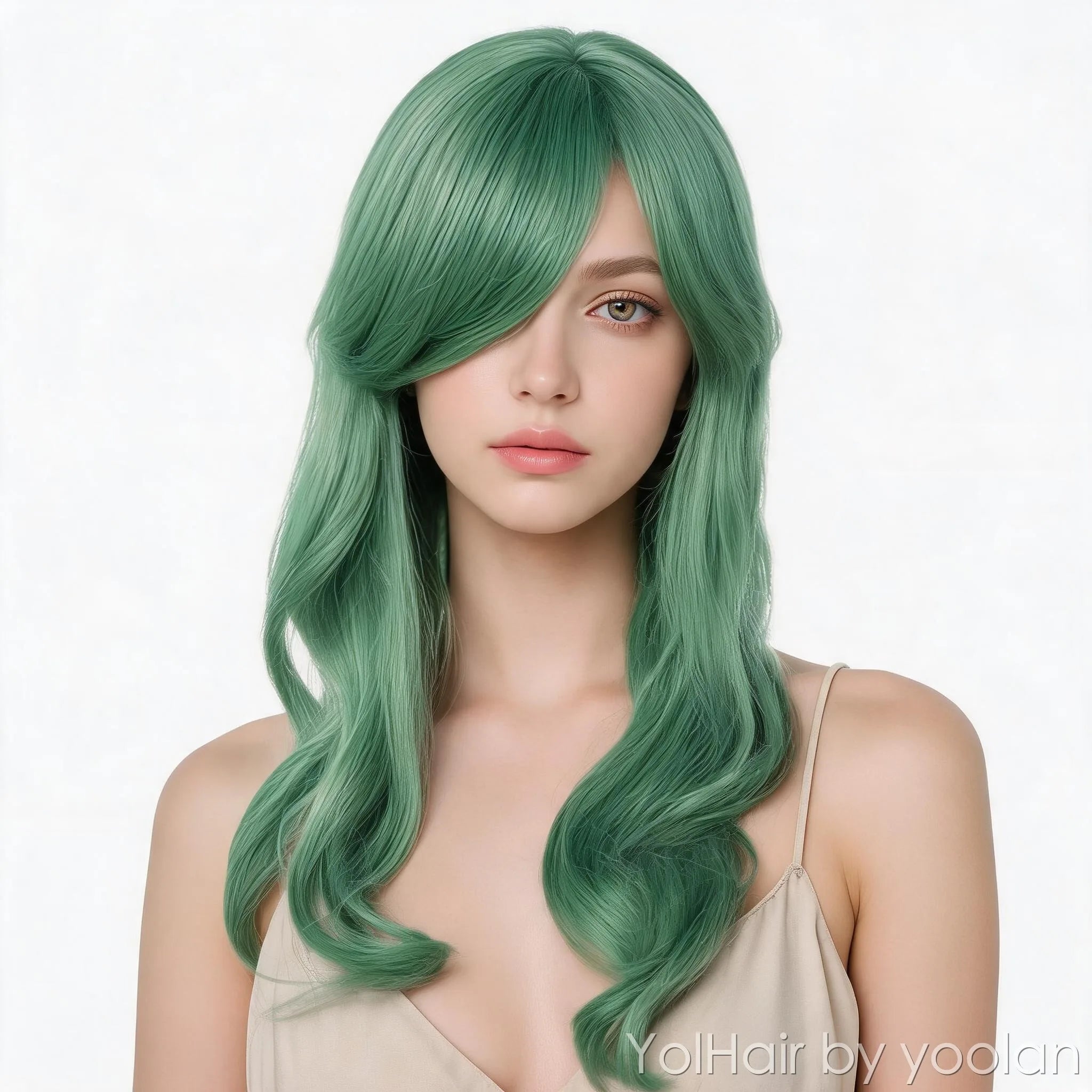 Long Curly Cosplay Wig, Heat Resistant Synthetic Hair, Colorful for Women - white