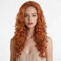100cm Long Curly Cosplay Wig with Bangs for Party and Daily Wear - front after