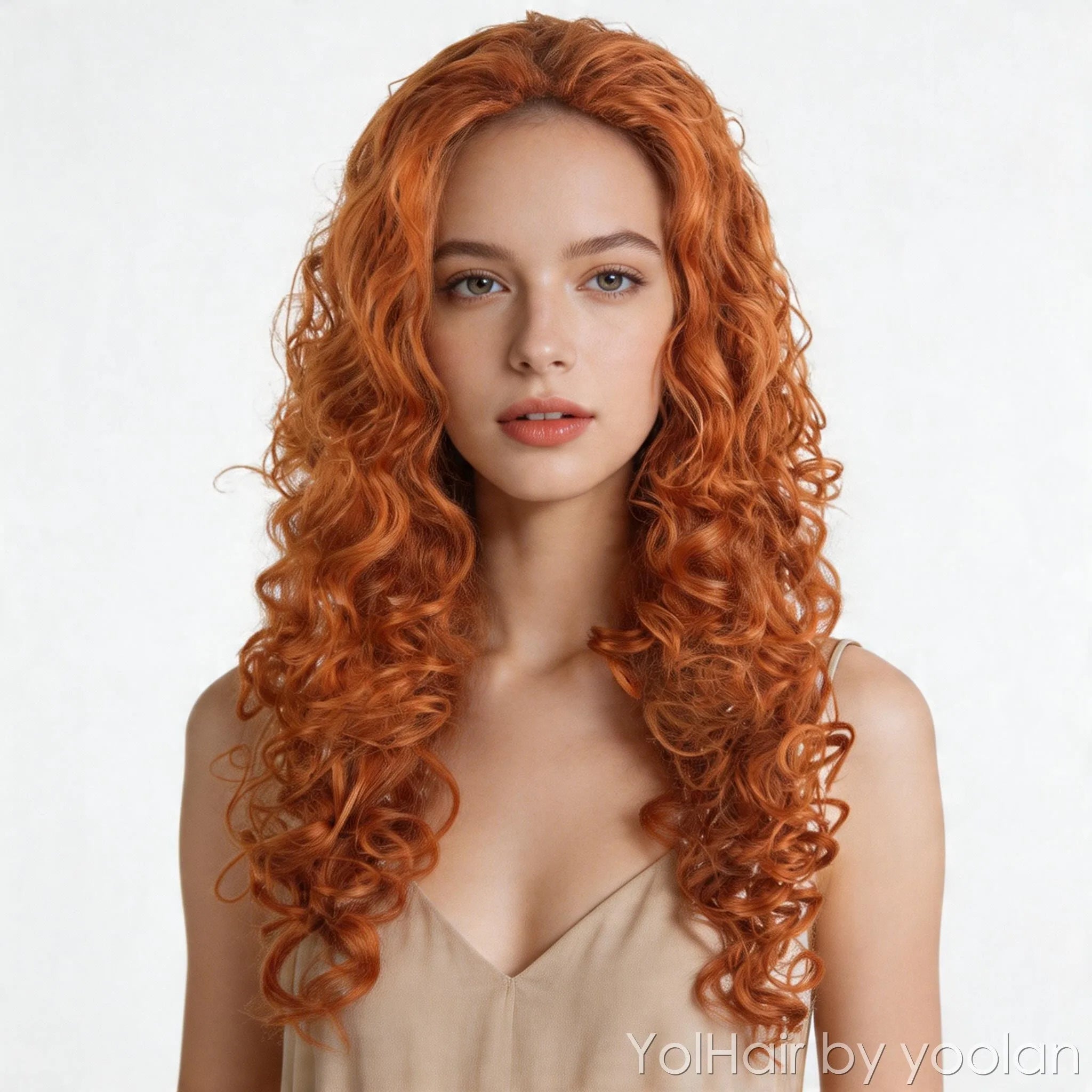 100cm Long Curly Cosplay Wig with Bangs for Party and Daily Wear - front after