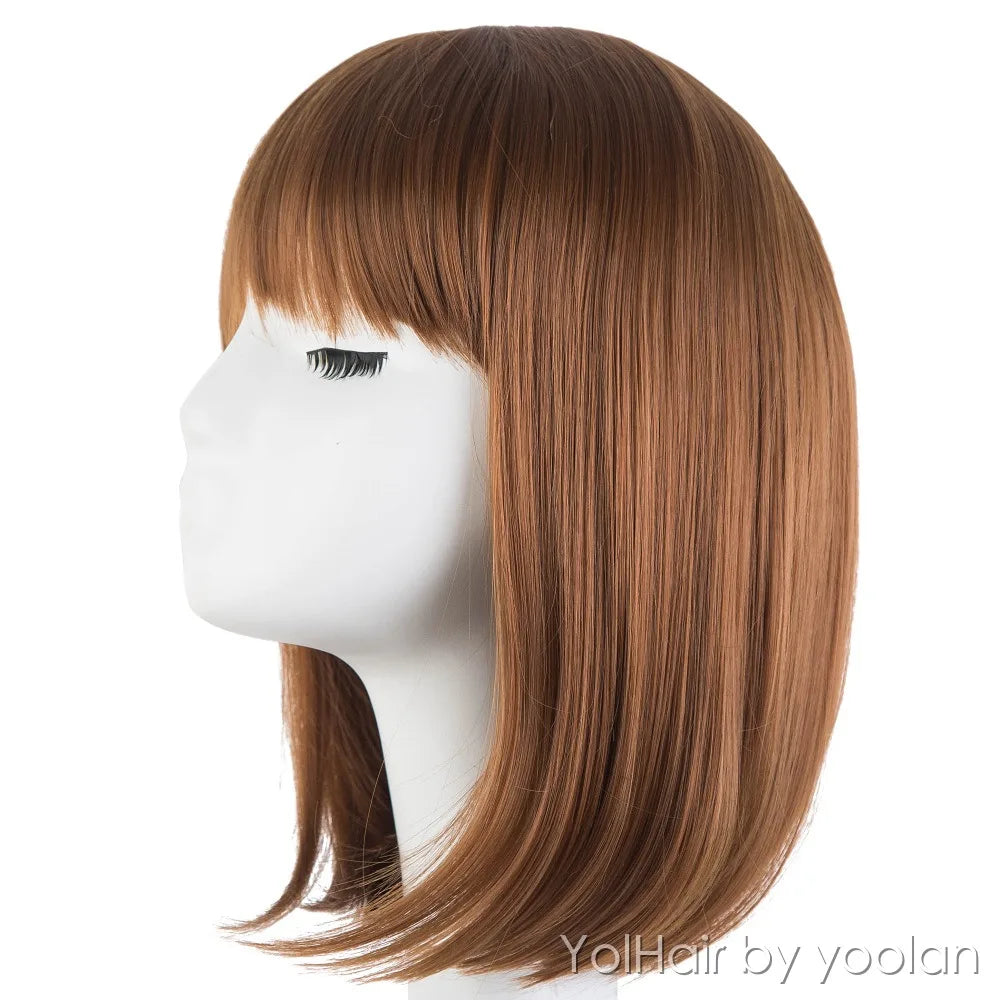 Short Middle Part Wig with Air Bangs Heat Resistant Fiber Cosplay Wig for Women - side before