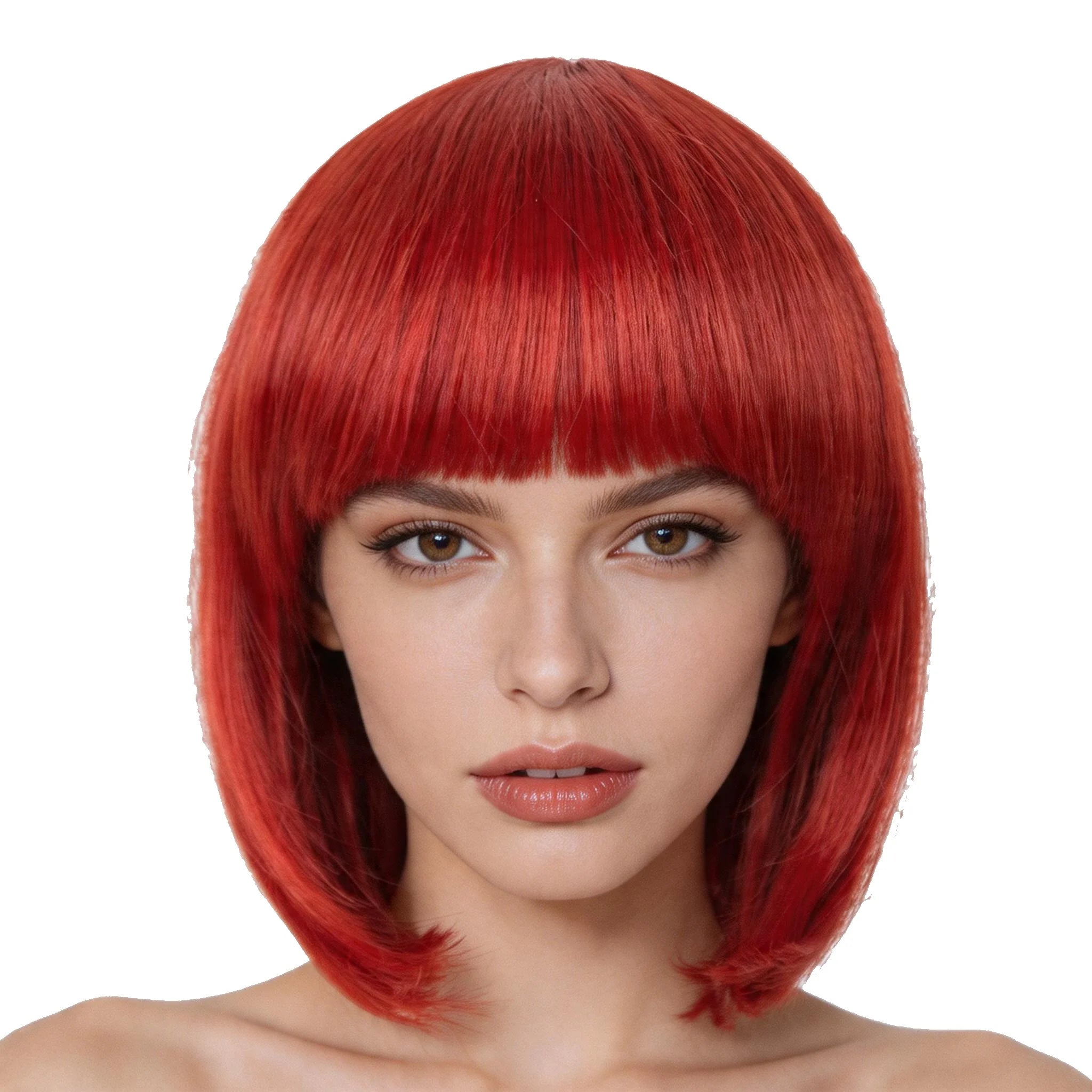 Colorful Long Curly Straight Cosplay Wig for Women, Heat Resistant Synthetic Hair - white