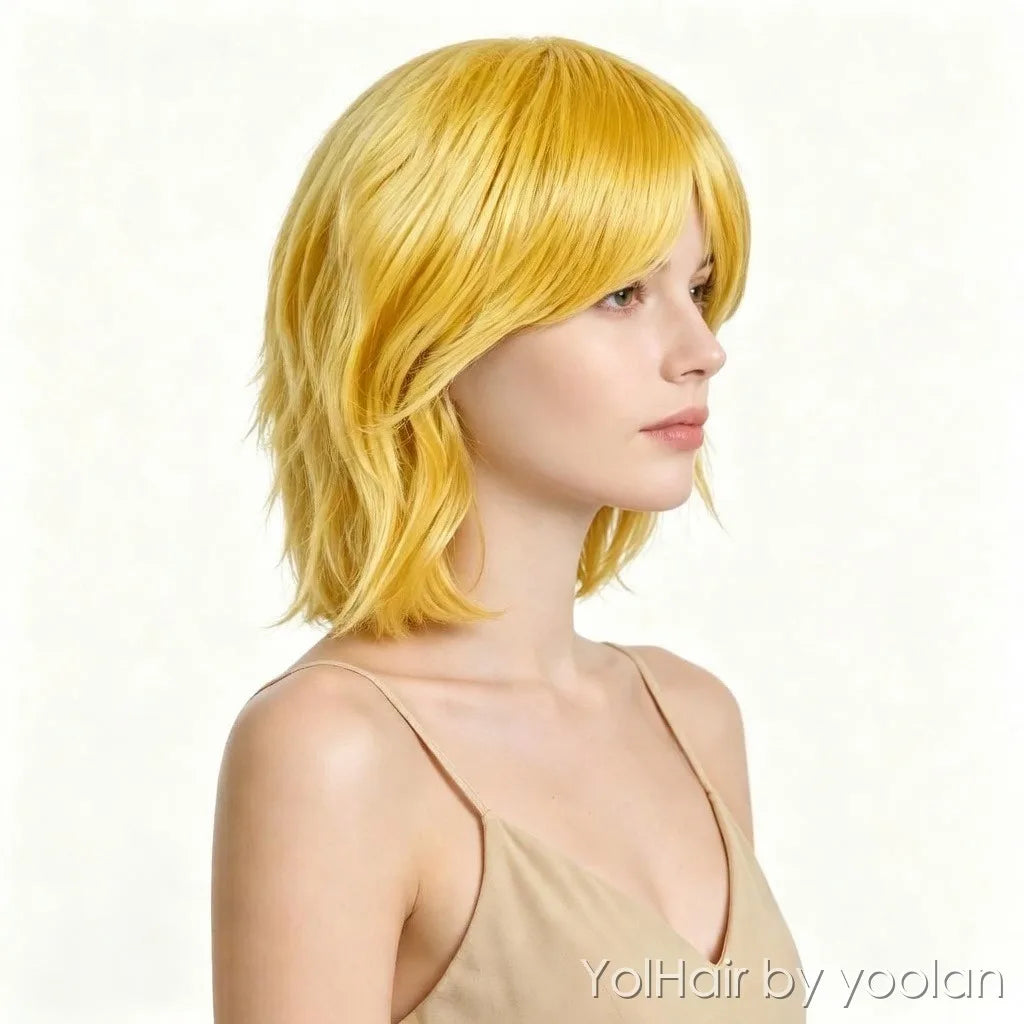 Colored Cosplay Wig Long Straight Heat Resistant Synthetic Hair for Women Anime Party - side after