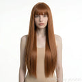 Long Straight Cosplay Wig with Bangs - Heat Resistant Synthetic Hair, Natural Look - 7 Colors - white