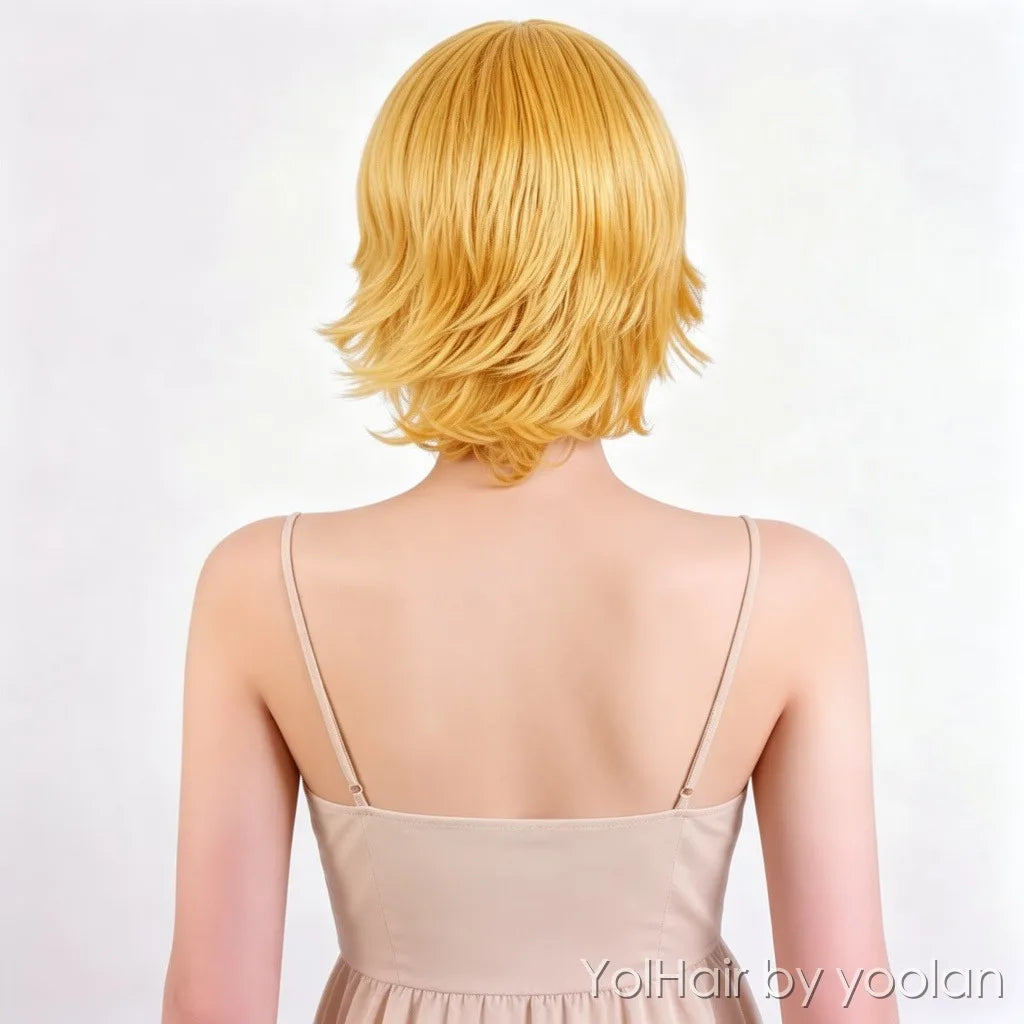 Colored Cosplay Wig Long Straight Heat Resistant Synthetic Hair for Women Anime Party - back after
