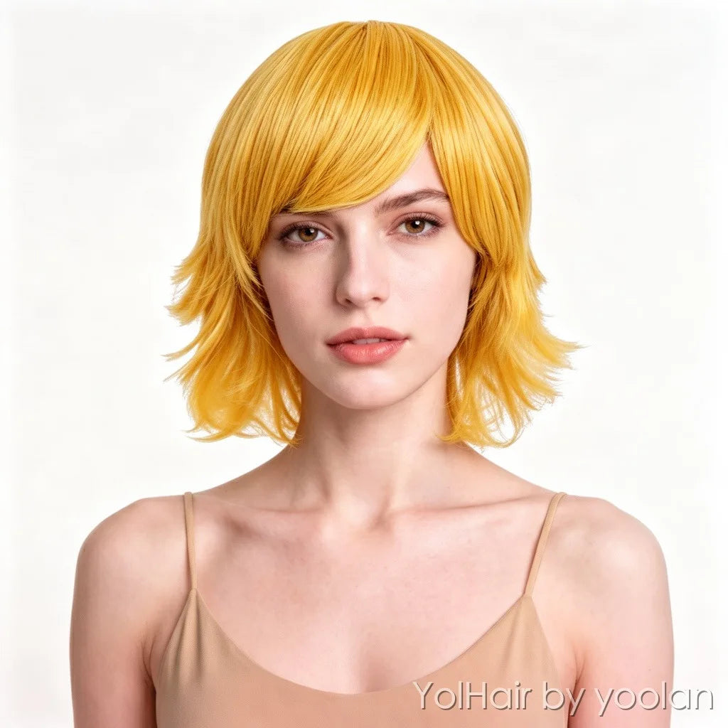Colored Cosplay Wig Long Straight Heat Resistant Synthetic Hair for Women Anime Party - white