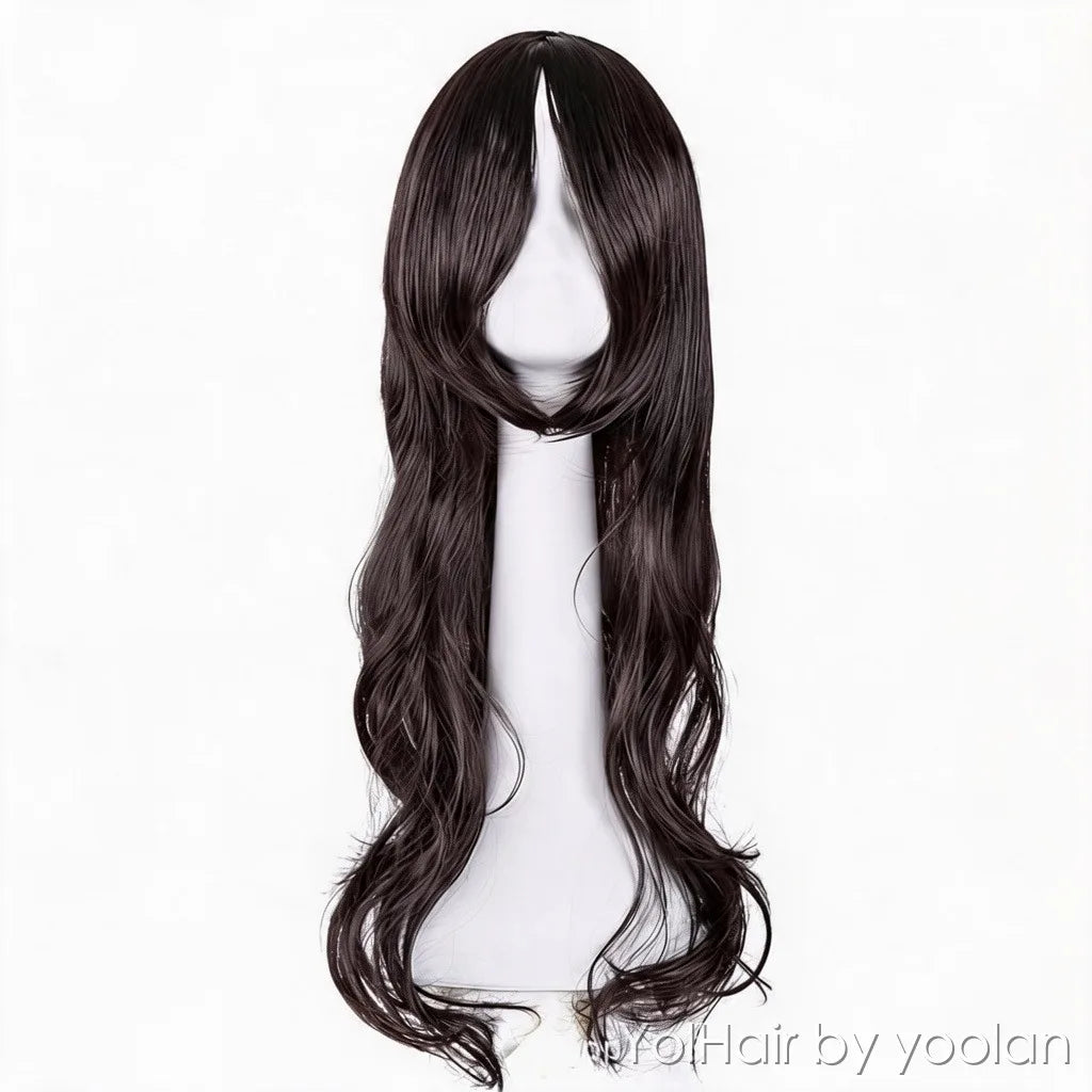 Long Curly Cosplay Wig Heat Resistant Synthetic Fiber with Bangs for Women - front before