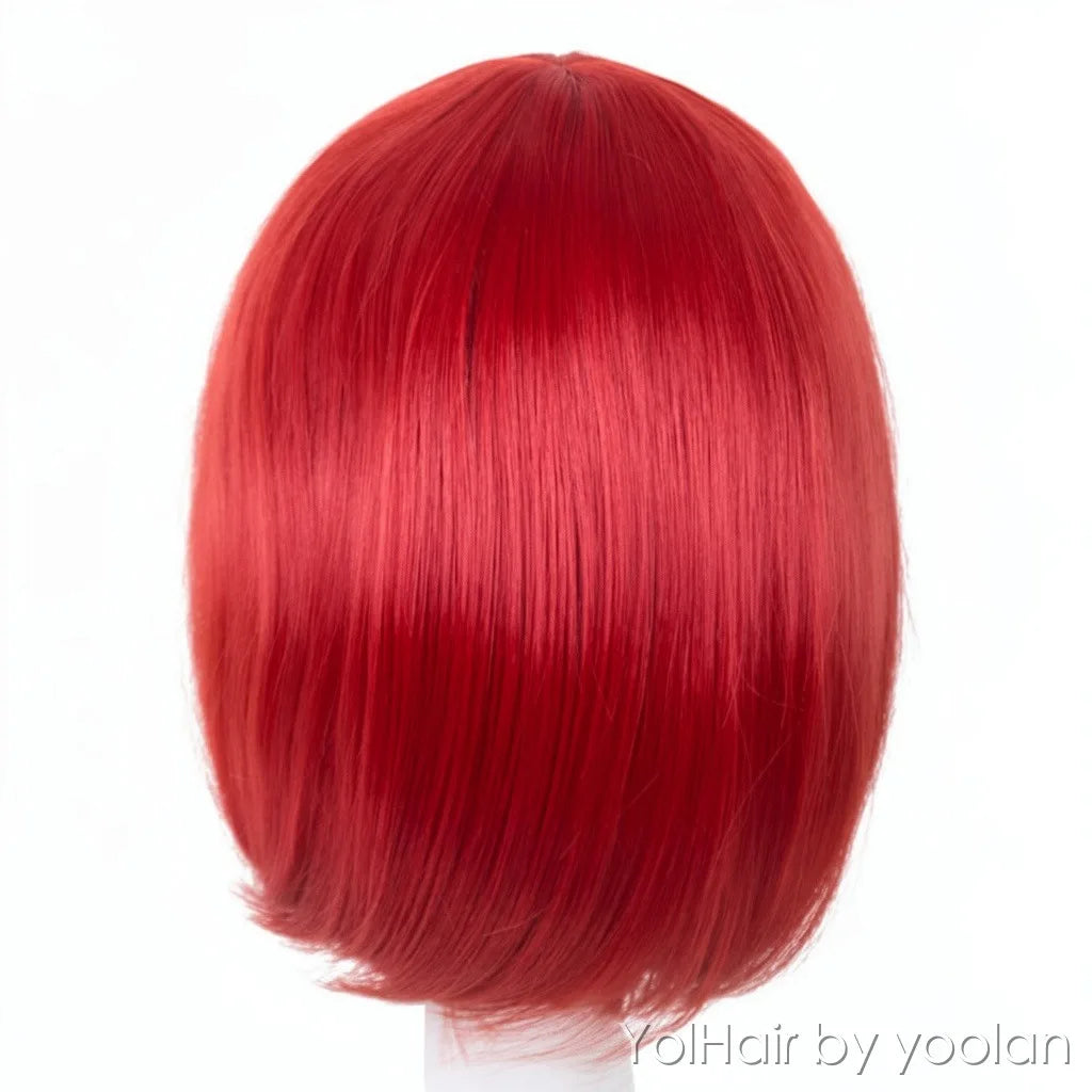 Colorful Long Curly Straight Cosplay Wig for Women, Heat Resistant Synthetic Hair - back before