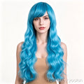 Colorful Long Curly Cosplay Wig High Temperature Fiber for Women - white