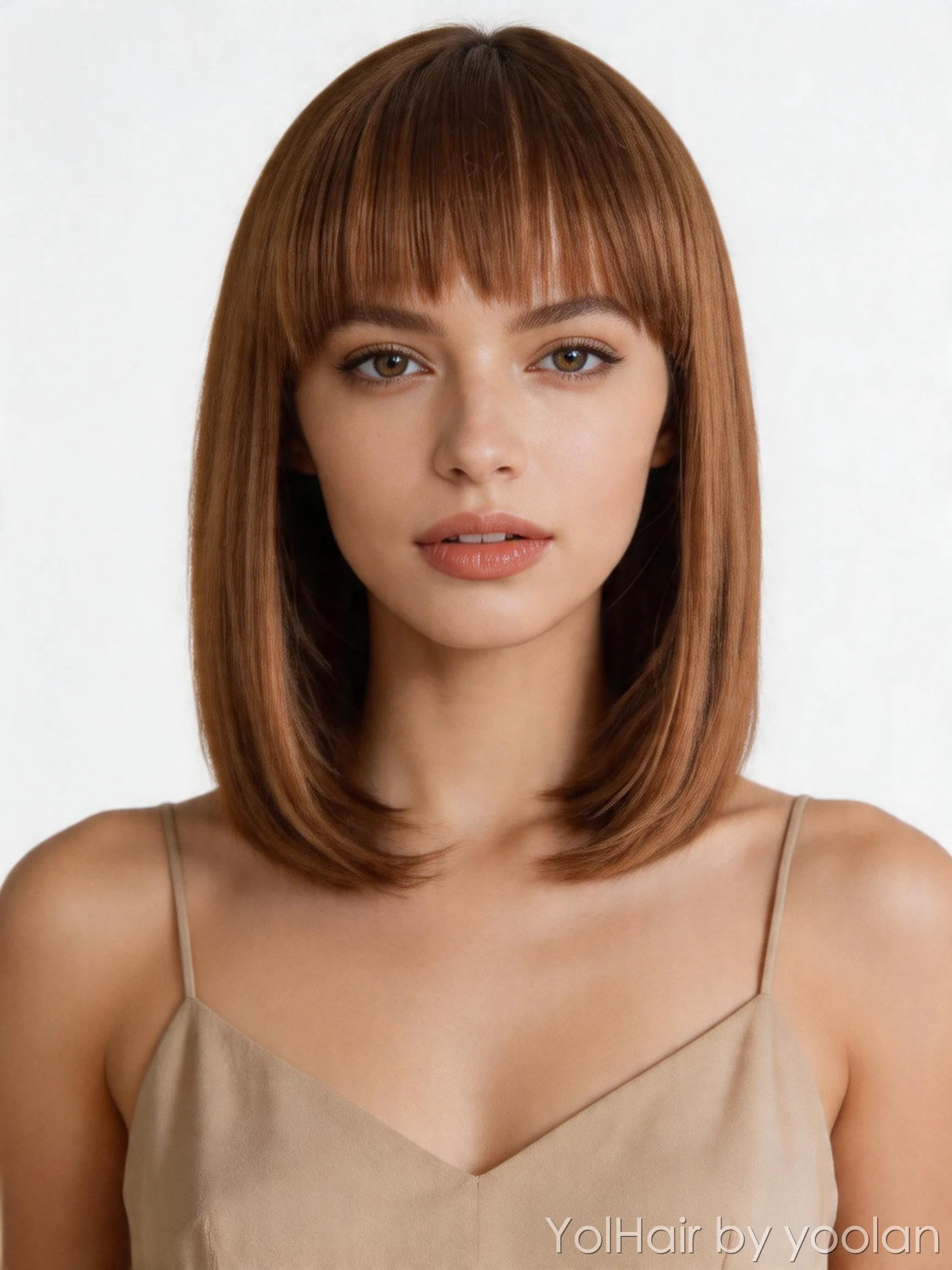 Short Middle Part Wig with Air Bangs Heat Resistant Fiber Cosplay Wig for Women - vertical