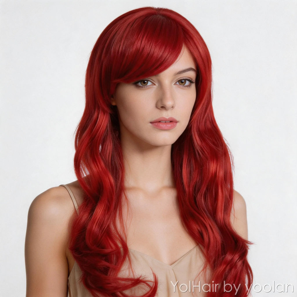 100cm Straight Cosplay Wig Women High Temp Fiber Side Bangs Long Wigs for Party Anime (Purple & More Colors) - back before