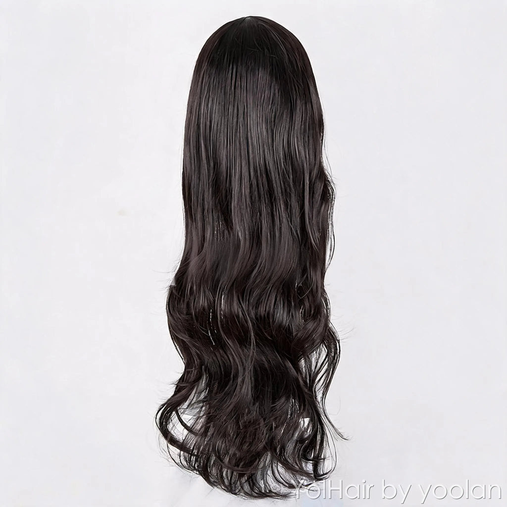 Long Curly Cosplay Wig Heat Resistant Synthetic Fiber with Bangs for Women - back before