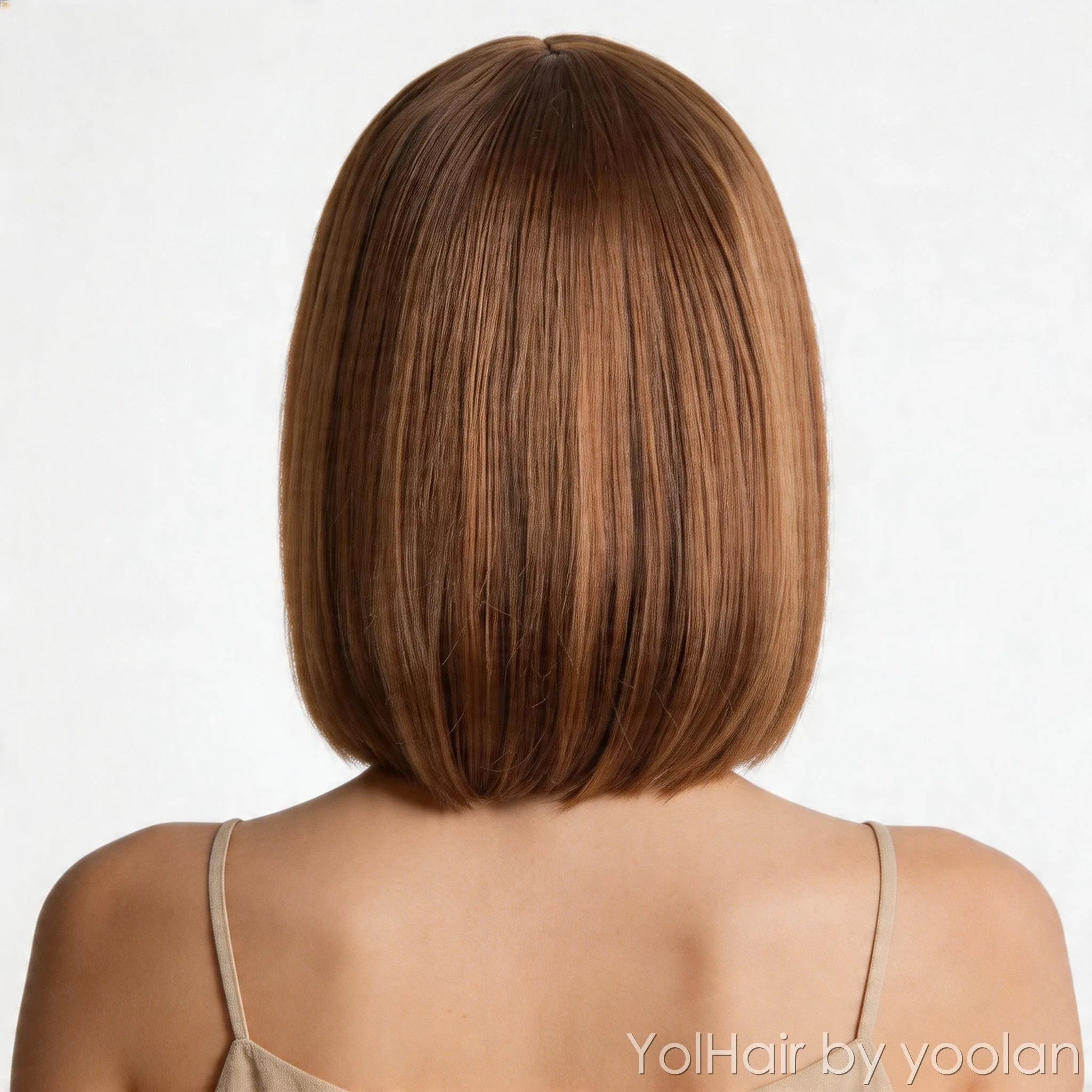 Short Middle Part Wig with Air Bangs Heat Resistant Fiber Cosplay Wig for Women - back after