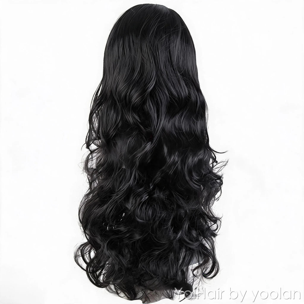 Long Curly Cosplay Wig for Women - High Temp Fiber, Center Part, No Bangs, Custom Color - back before