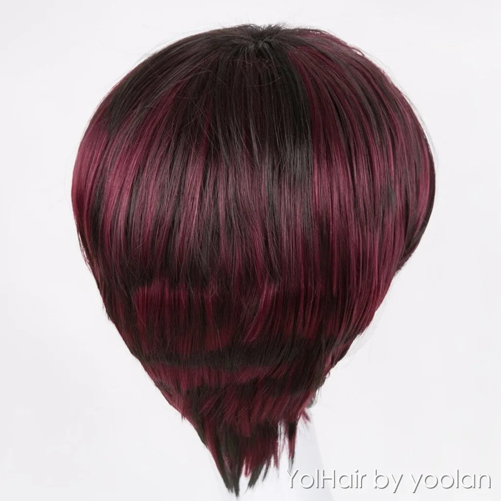 Colorful Long Straight Cosplay Wig Heat Resistant Synthetic Hair for Women - back before