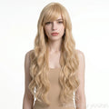 Long Curly Cosplay Wig with Side Bangs, High Temperature Fiber - Anime Costume Wig for Women - white