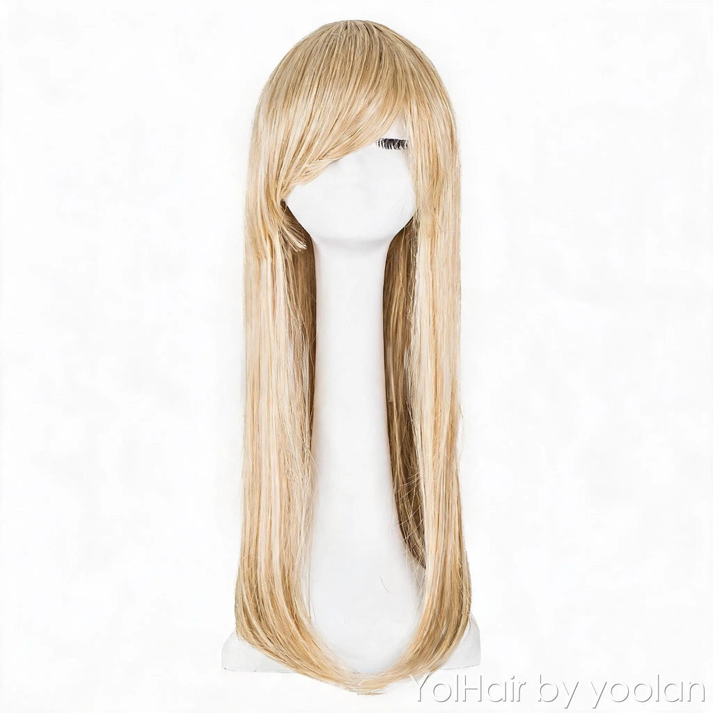 Long Straight Wig with Bangs Heat Resistant Fiber Natural Look for Women Cosplay Party - front before