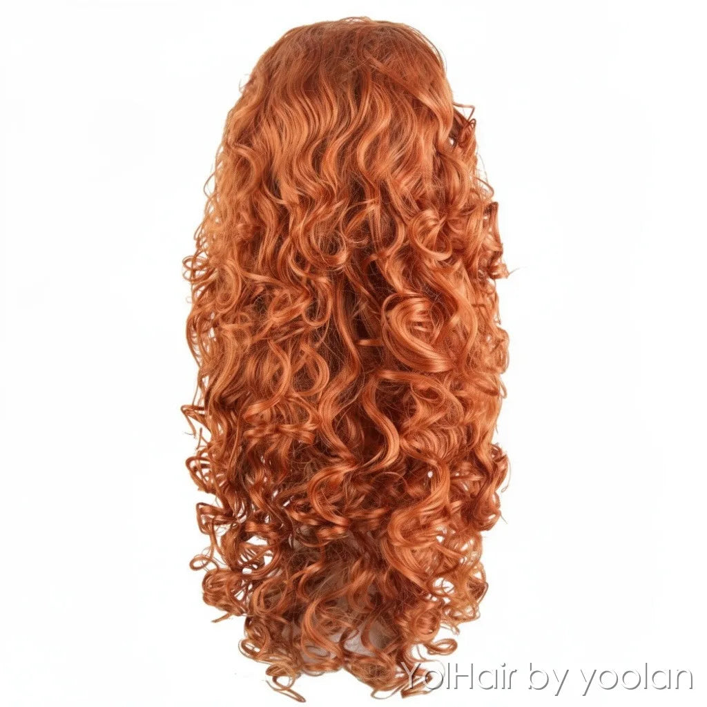 100cm Long Curly Cosplay Wig with Bangs for Party and Daily Wear - back before
