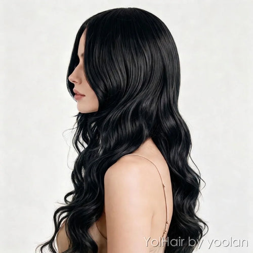 Long Curly Cosplay Wig Heat Resistant Synthetic Fiber with Bangs for Women - side after