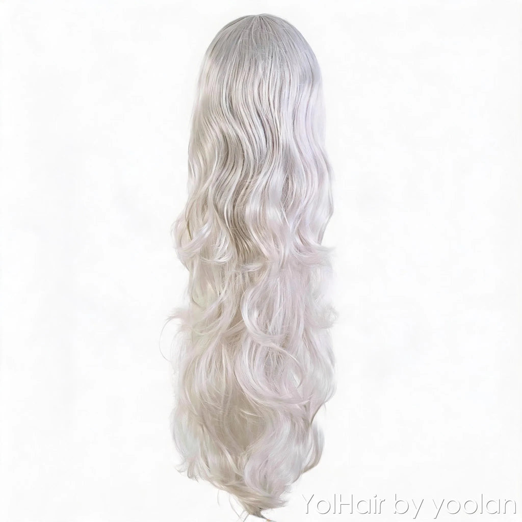 Long Curly Cosplay Wig with Side Bangs - High Temp Synthetic Hair, 16 Colors for Women Party Anime - back before