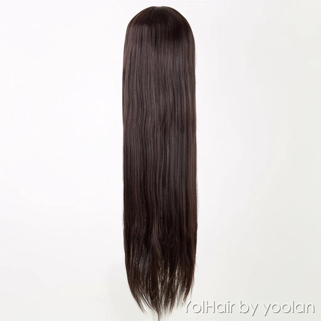 100cm Long Straight Center Part Cosplay Wig Heat Resistant Synthetic Hair 6 Colors - back before