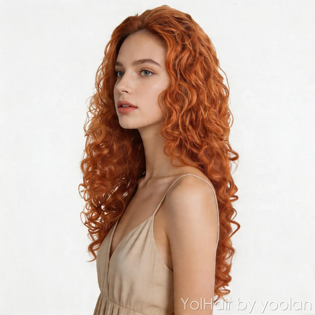 100cm Long Curly Cosplay Wig with Bangs for Party and Daily Wear - side after