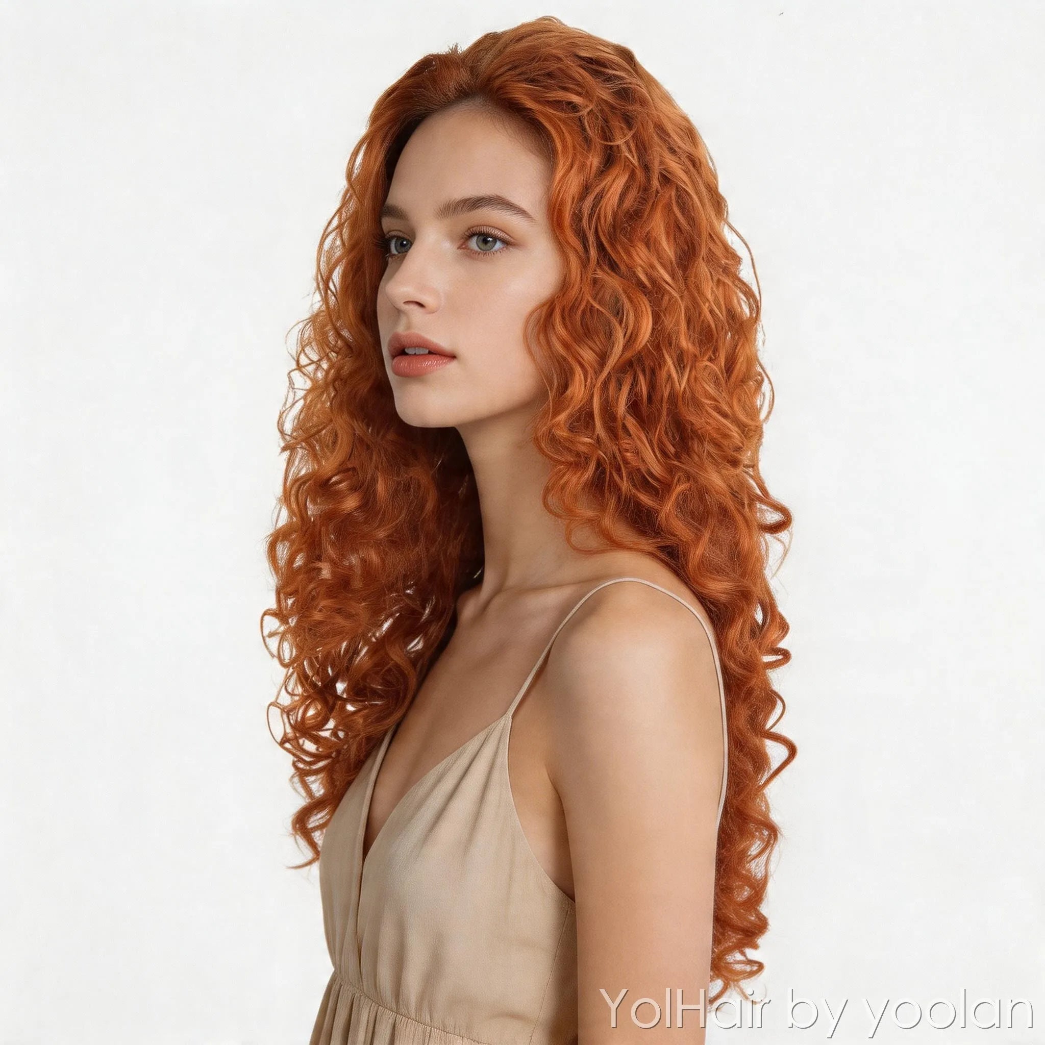 100cm Long Curly Cosplay Wig with Bangs for Party and Daily Wear - side after