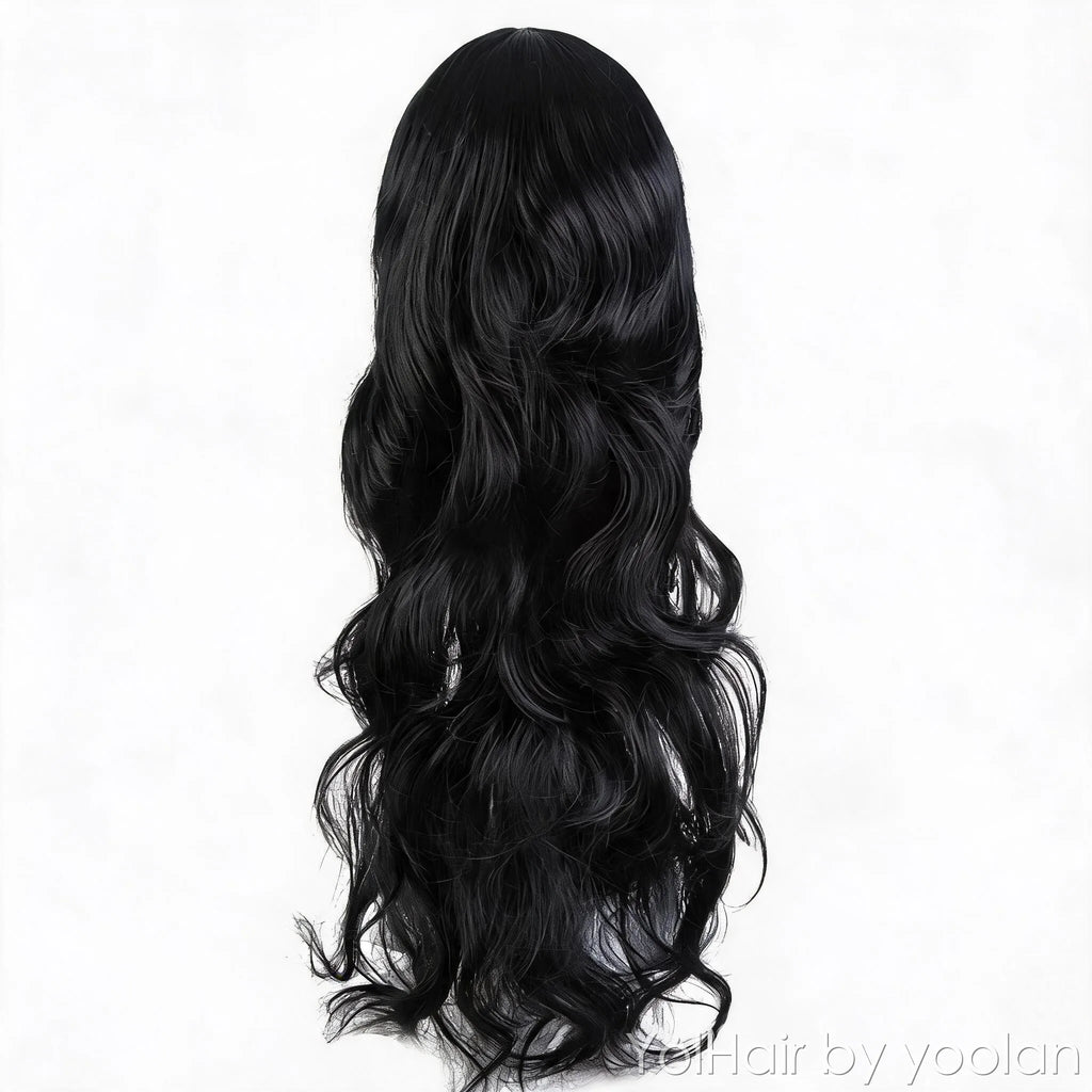 Long Curly Wig with Bangs Heat Resistant Fiber for Women Daily Party Use 3 Colors - back before