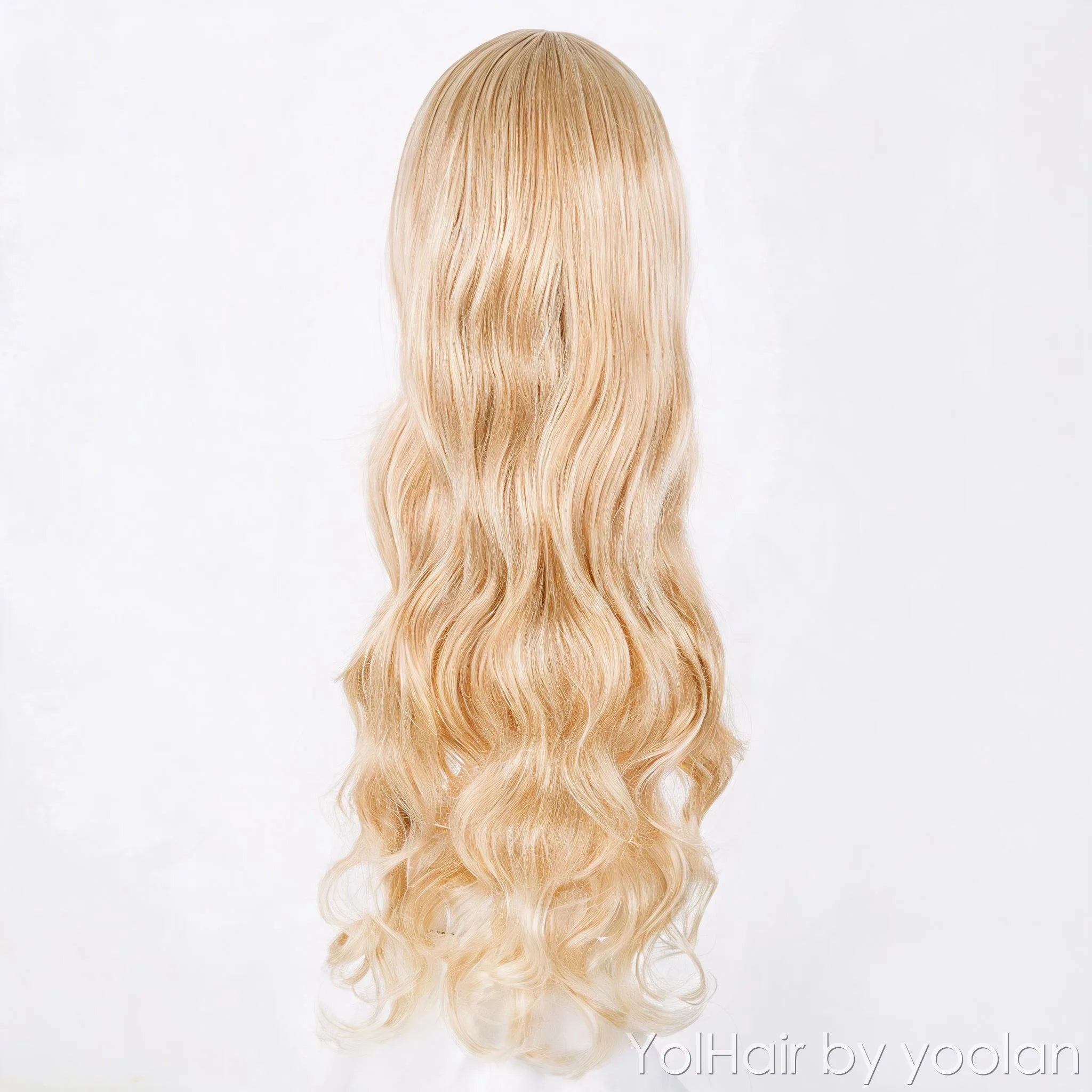 Long Curly Cosplay Wig with Side Bangs, High Temperature Fiber - Anime Costume Wig for Women - back before