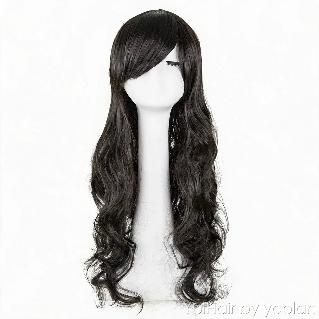 Long Curly Wig for Women High Temp Silk Full Head Natural Big Wave Daily Wear - front before