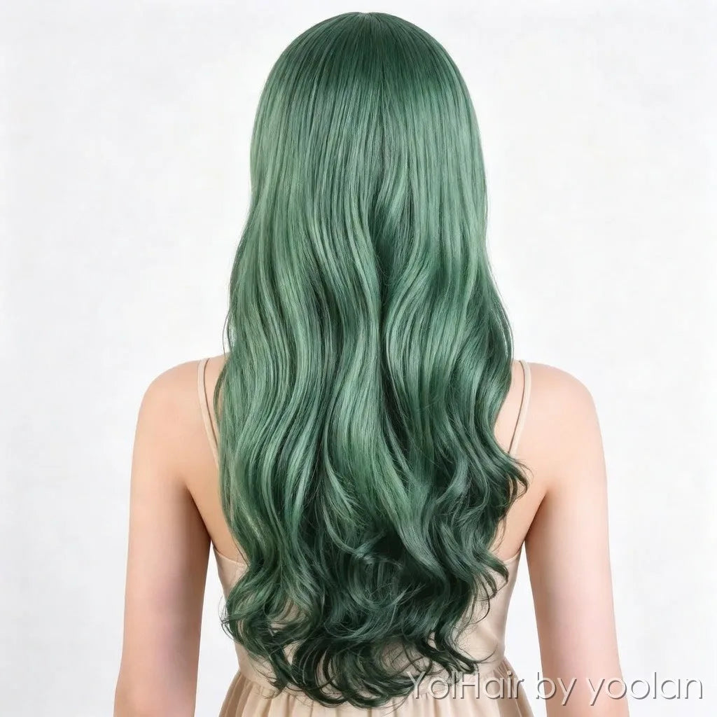 Long Curly Cosplay Wig, Heat Resistant Synthetic Hair, Colorful for Women - back after