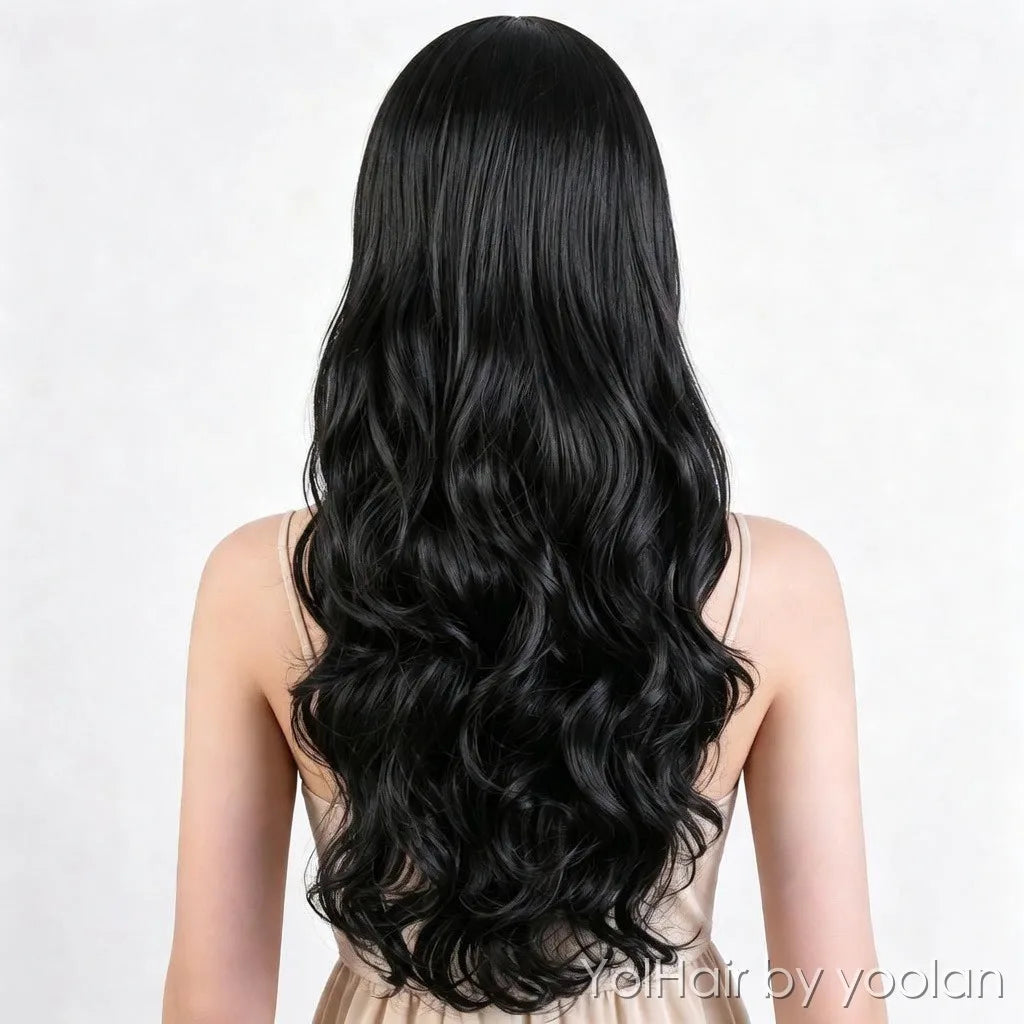 Long Curly Wig for Women High Temp Silk Full Head Natural Big Wave Daily Wear - back after