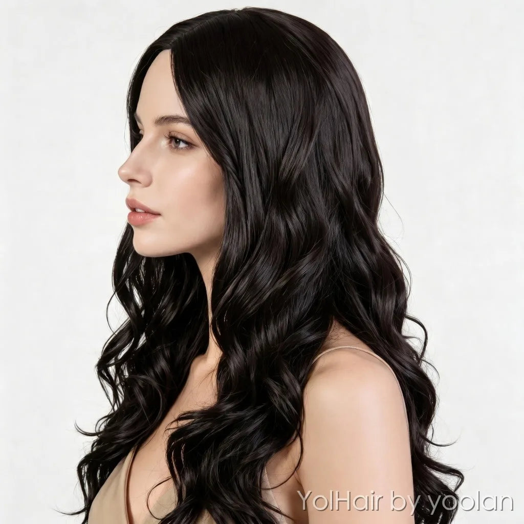 Long Curly Wig for Women High Temp Silk Full Head Natural Big Wave Daily Wear - side after