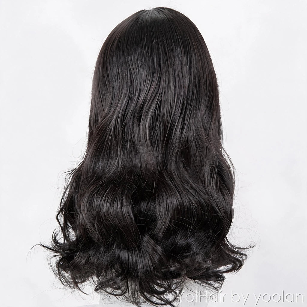 Long Straight Curly Cosplay Wig Heat Resistant Synthetic Hair Middle Part No Bangs for Women - Multiple Colors - back before
