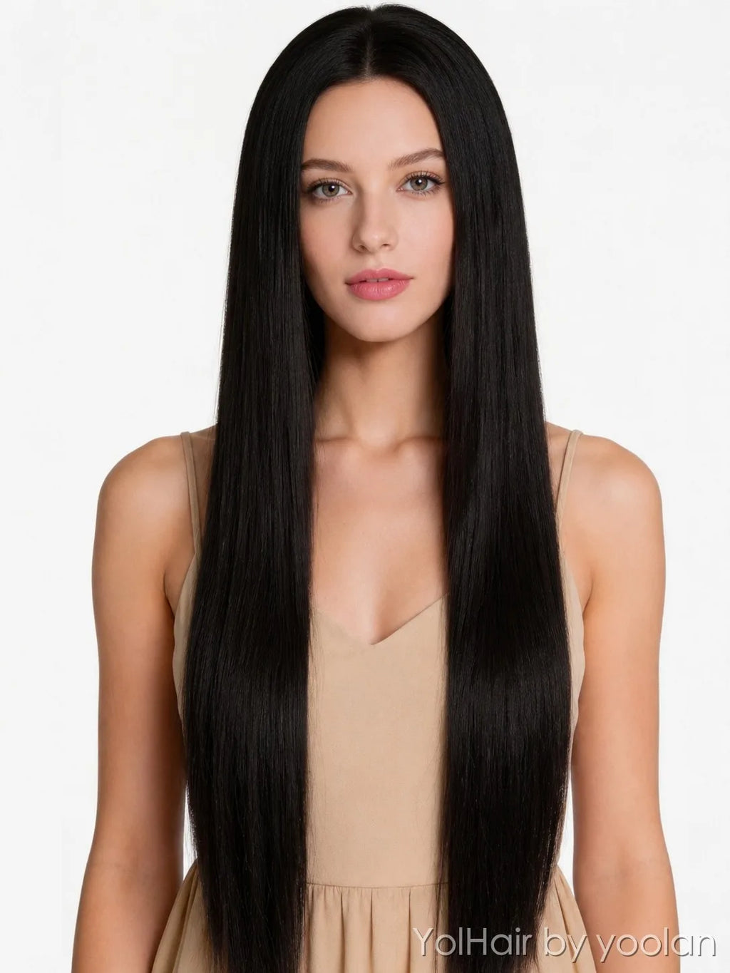 100cm Long Straight Center Part Cosplay Wig Heat Resistant Synthetic Hair 6 Colors - vertical