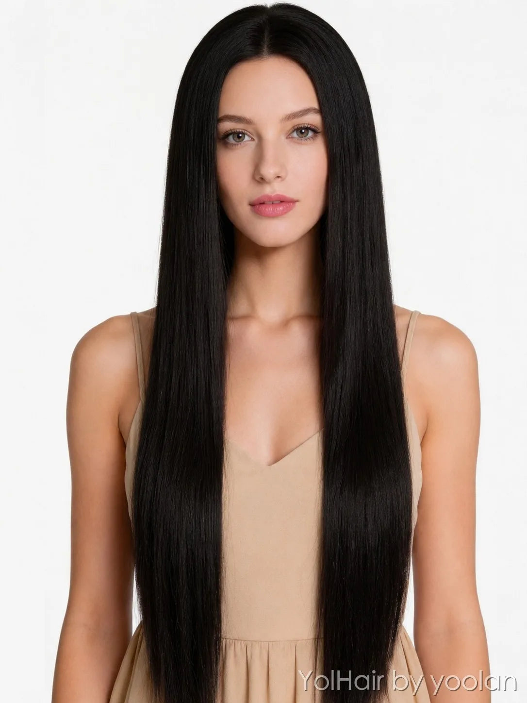 100cm Long Straight Center Part Cosplay Wig Heat Resistant Synthetic Hair 6 Colors - vertical