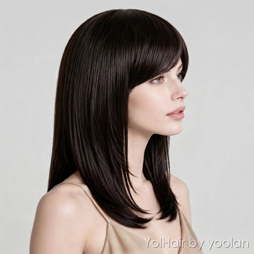 Long Curly Straight Cosplay Wig High Temperature Fiber Natural Look for Women - side after