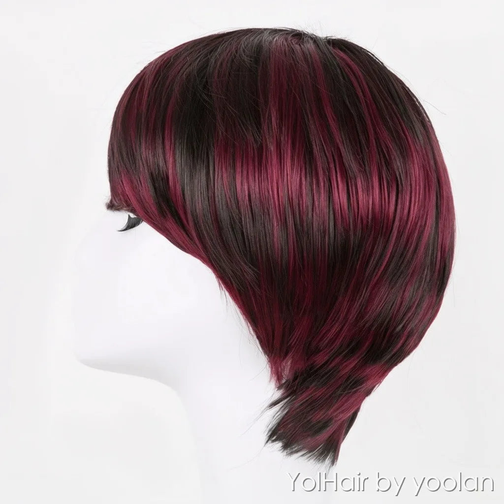 Colorful Long Straight Cosplay Wig Heat Resistant Synthetic Hair for Women - side before