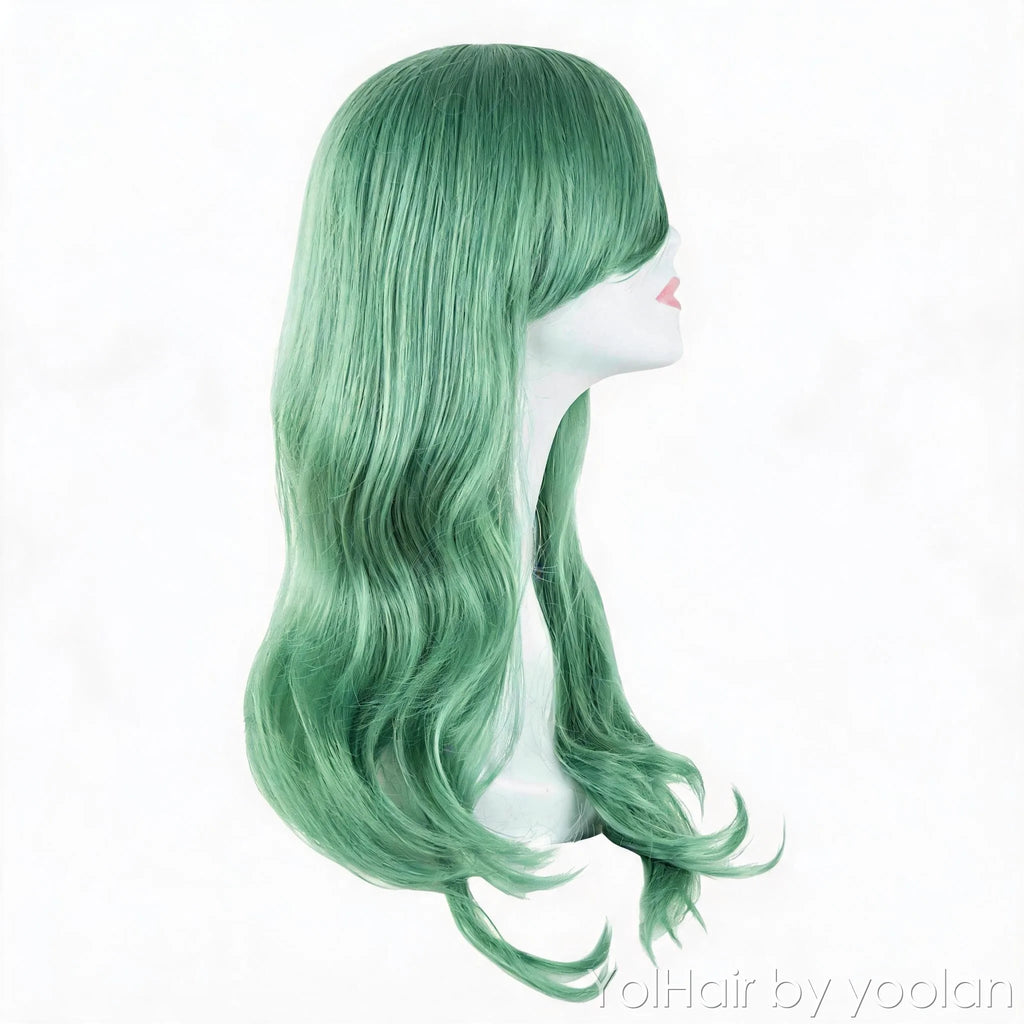 Long Curly Cosplay Wig, Heat Resistant Synthetic Hair, Colorful for Women - side before