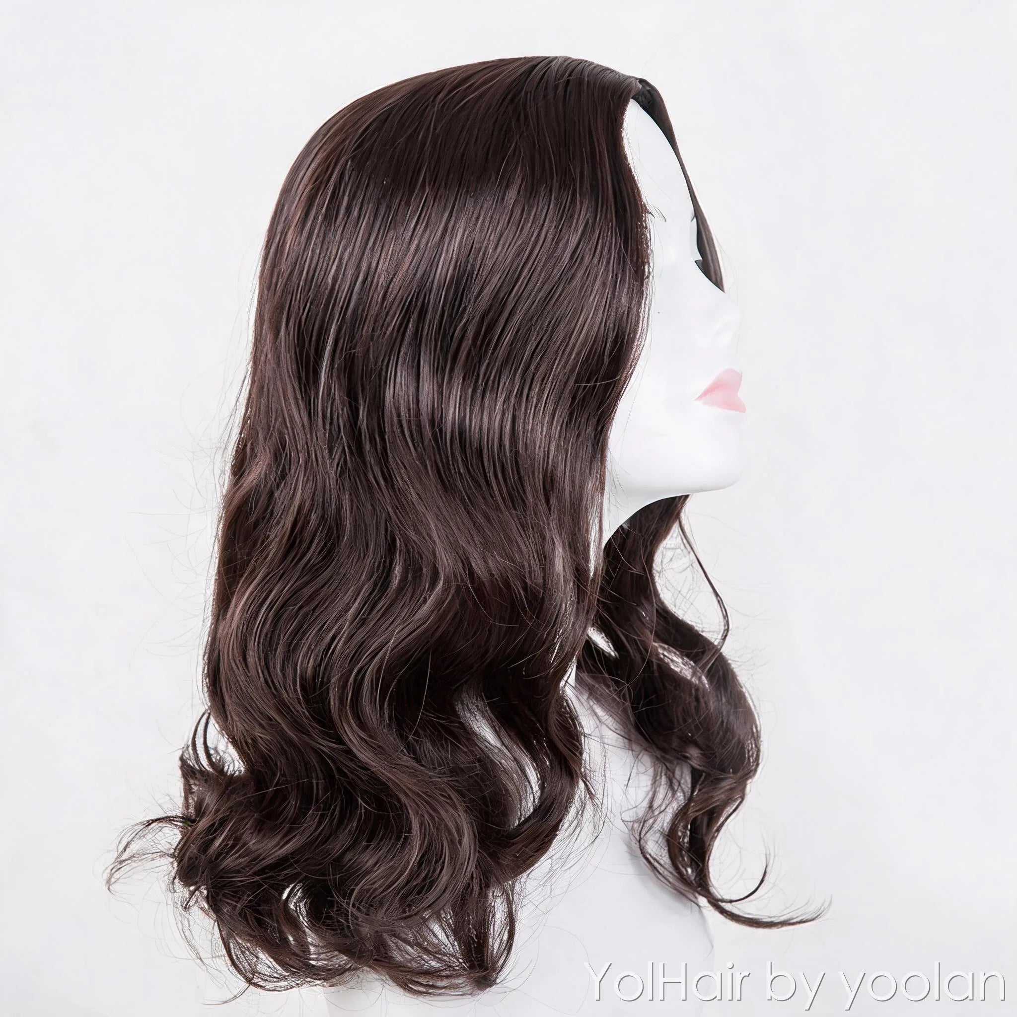 Long Straight Curly Cosplay Wig Heat Resistant Synthetic Hair Middle Part No Bangs for Women - Multiple Colors - side before