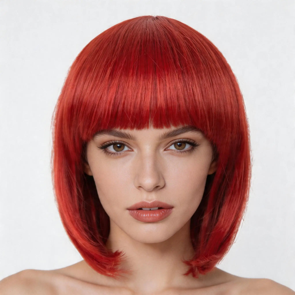 Colorful Long Curly Straight Cosplay Wig for Women, Heat Resistant Synthetic Hair - front after